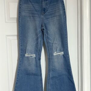 Vanilla Star Blue Flare Jeans with Distressed Details